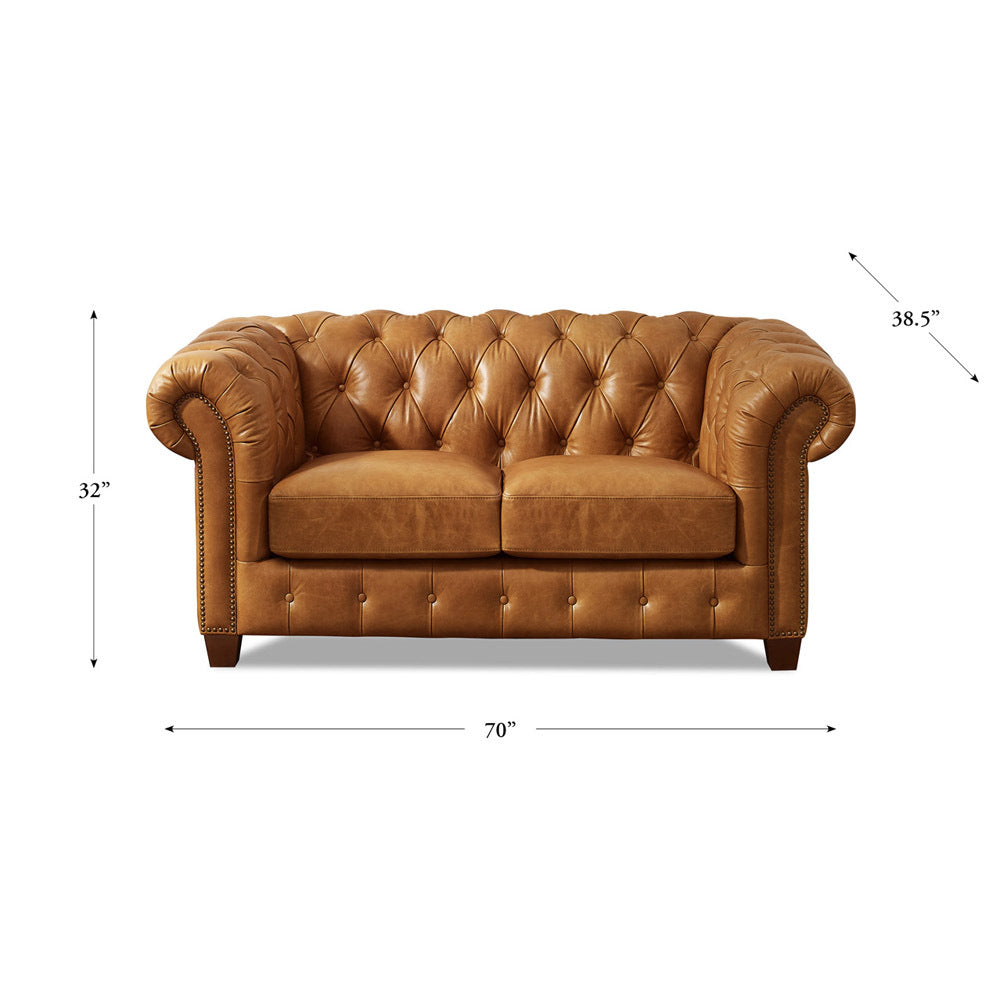 Kingston Waxy Pull-up Leather Loveseat