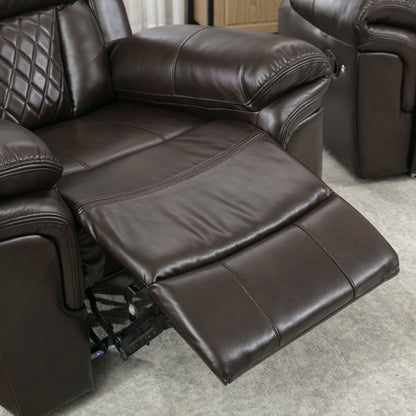 Milo Manual Recliner Chair with LED Light Strip - Brown