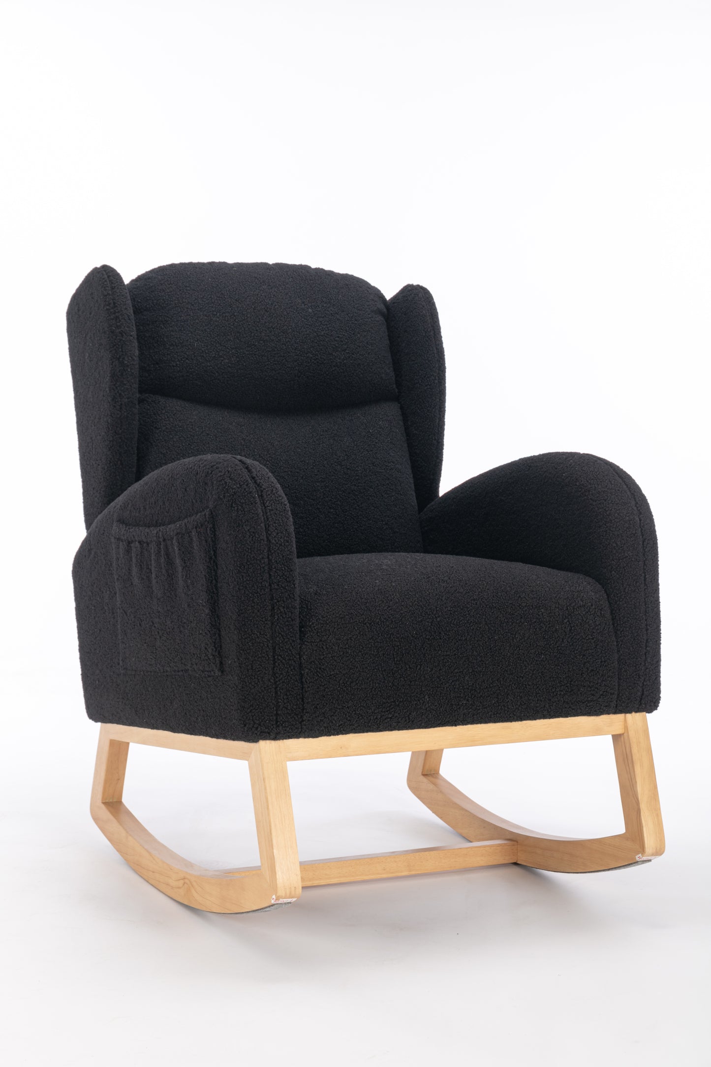 Nadia Teddy Fabric Rocking Chair - Black