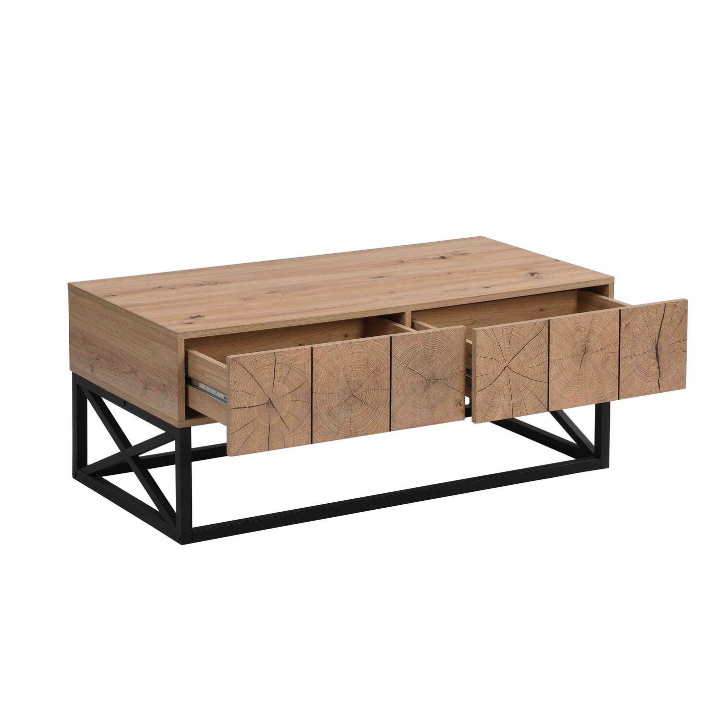 Industrial Coffee Table With Two Drawers