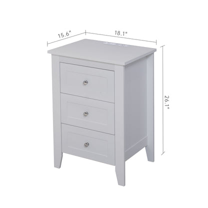 Florence Nightstand with Charging Station - White