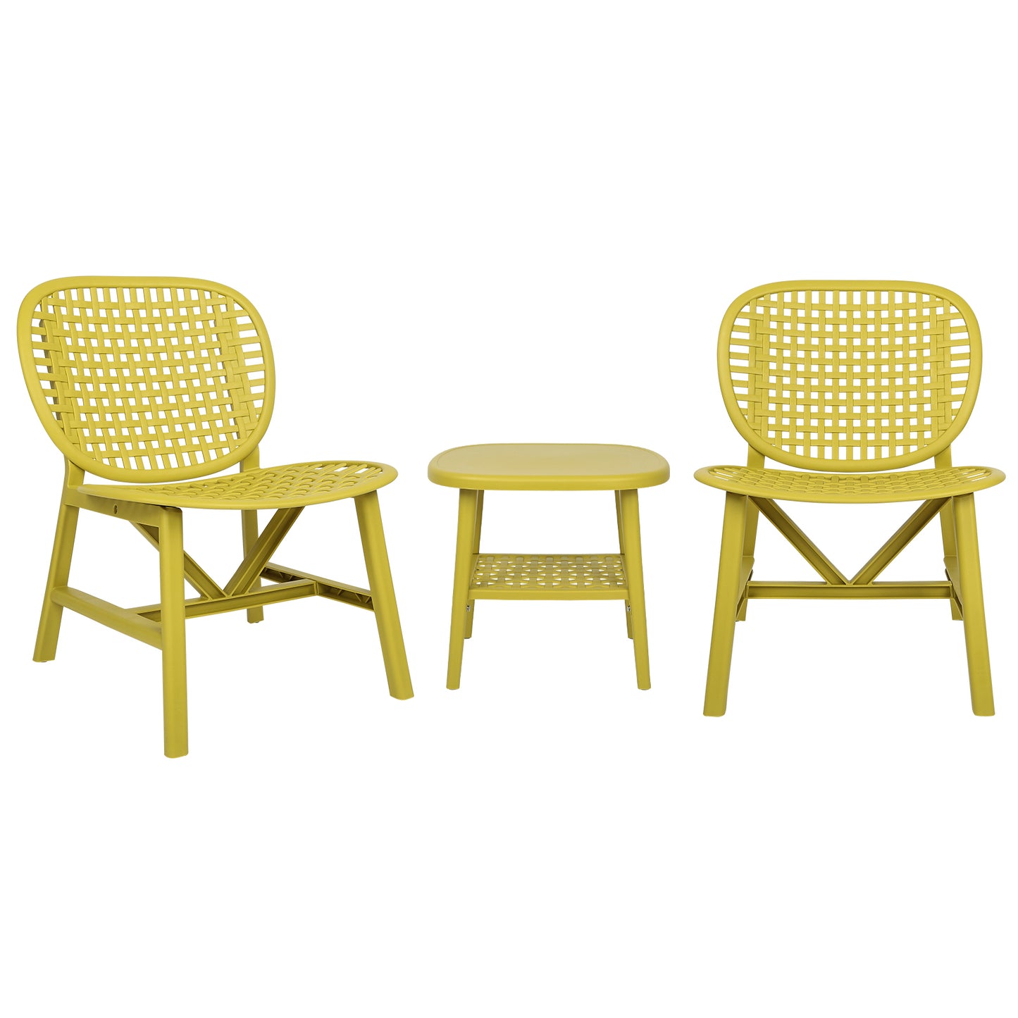 Toccara  3 Pc Retro Patio Table Chair Set - Yellow