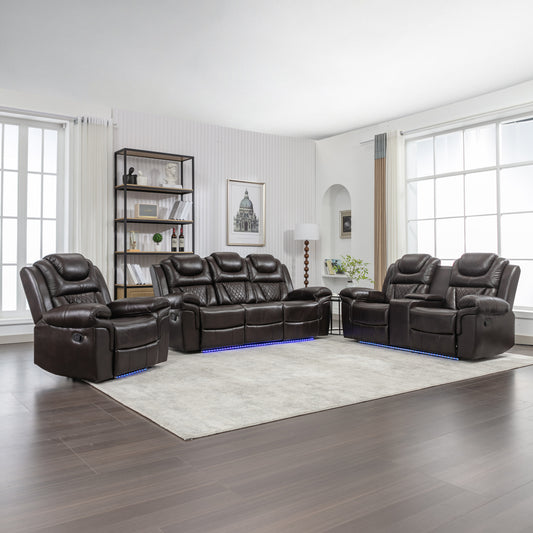 Milo 3 Pieces Recliner Sofa Sets - Brown