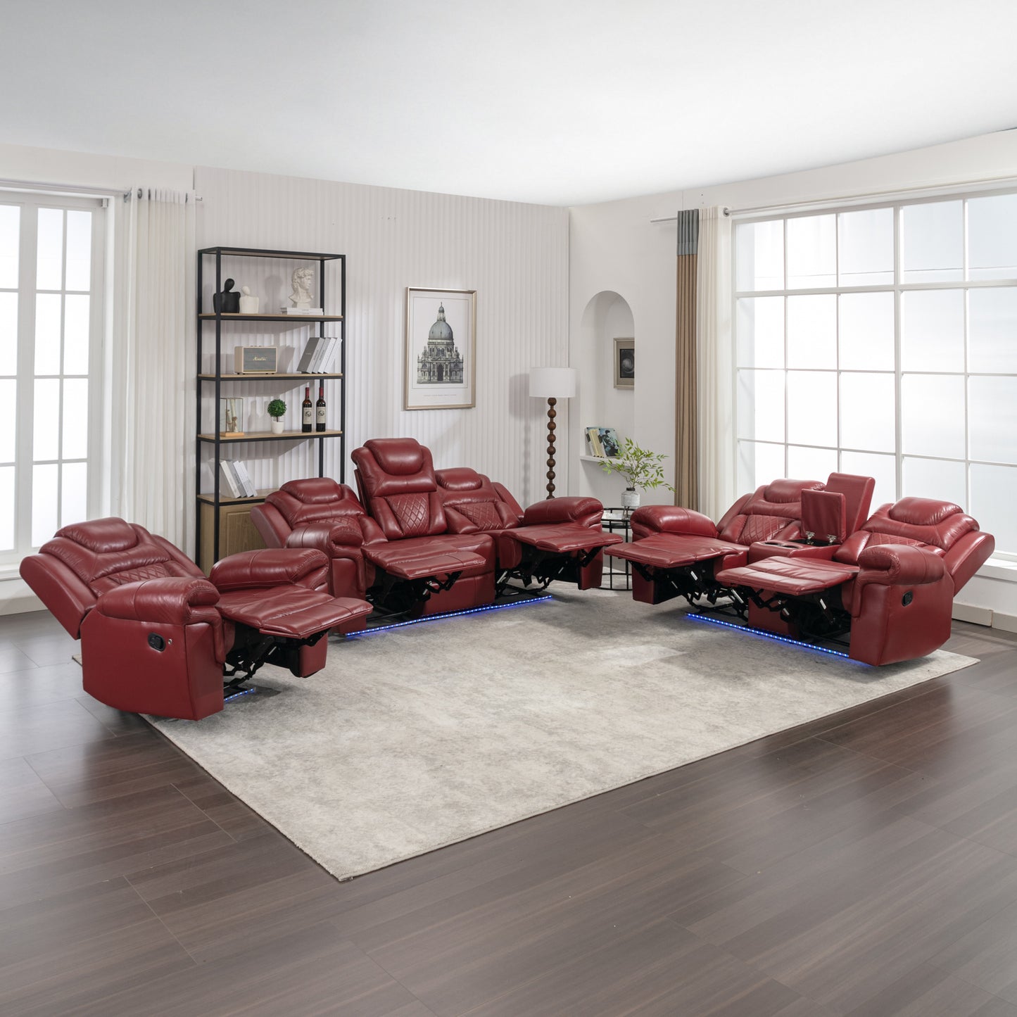 Milo 3 Pieces Recliner Sofa Sets - Red