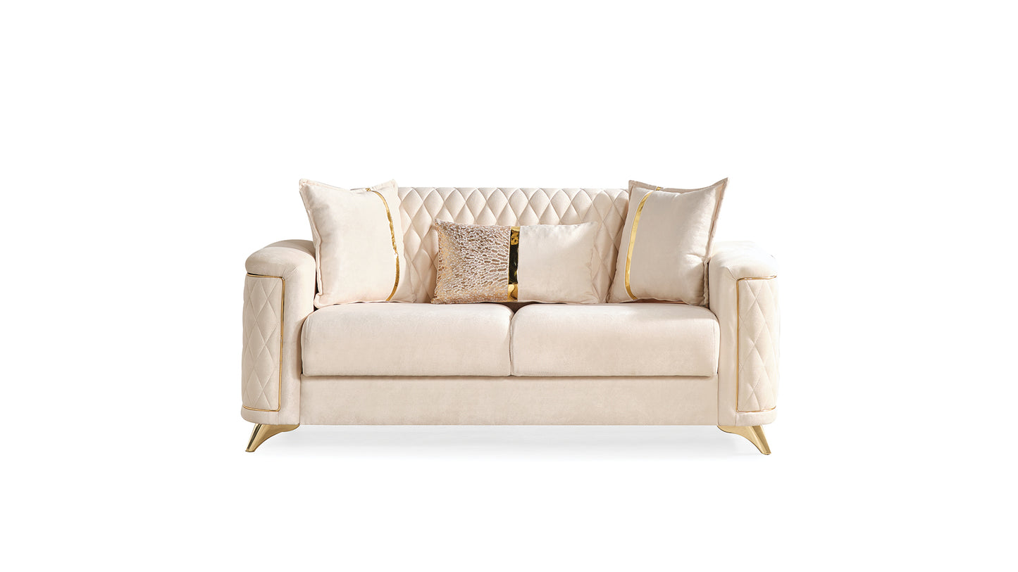 Luna Modern Style Loveseat - Ivory