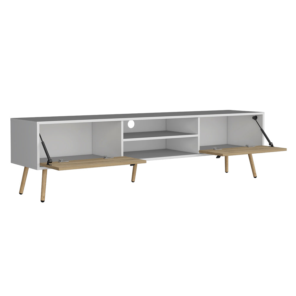 Adena II TV Stand - White/Macadamia