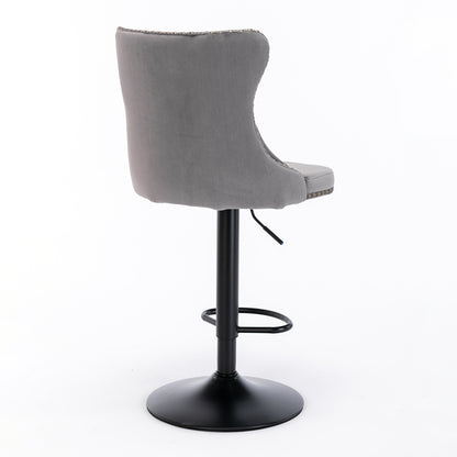 Rise 180 Velvet Barstools Adjusatble Seat Height - Gray Set of 2