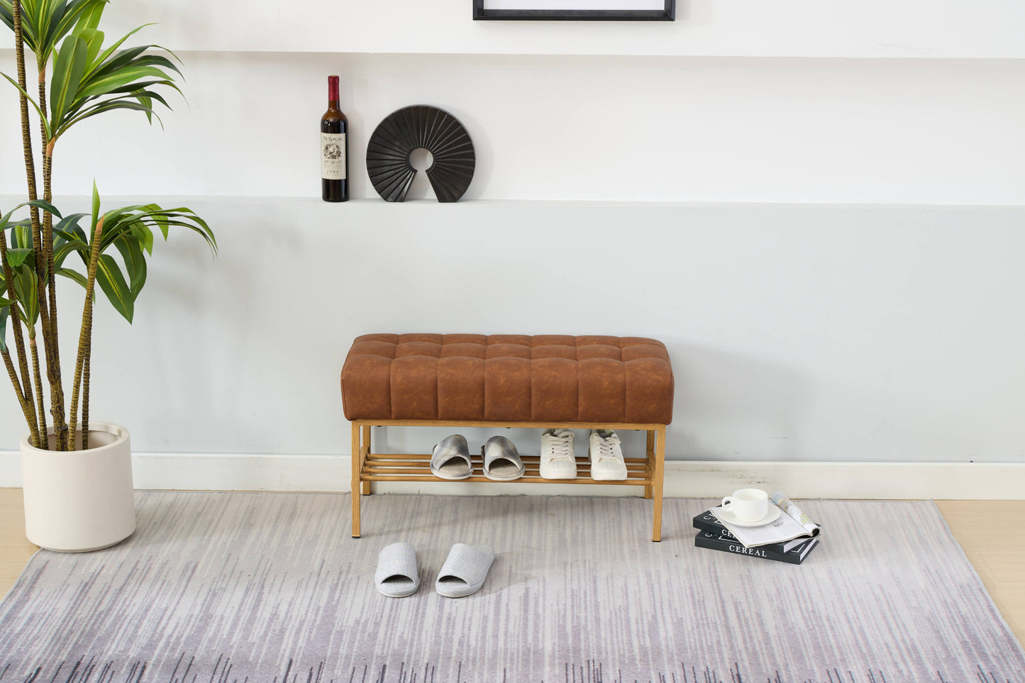 Lof Storage Shoe Bench - Brown