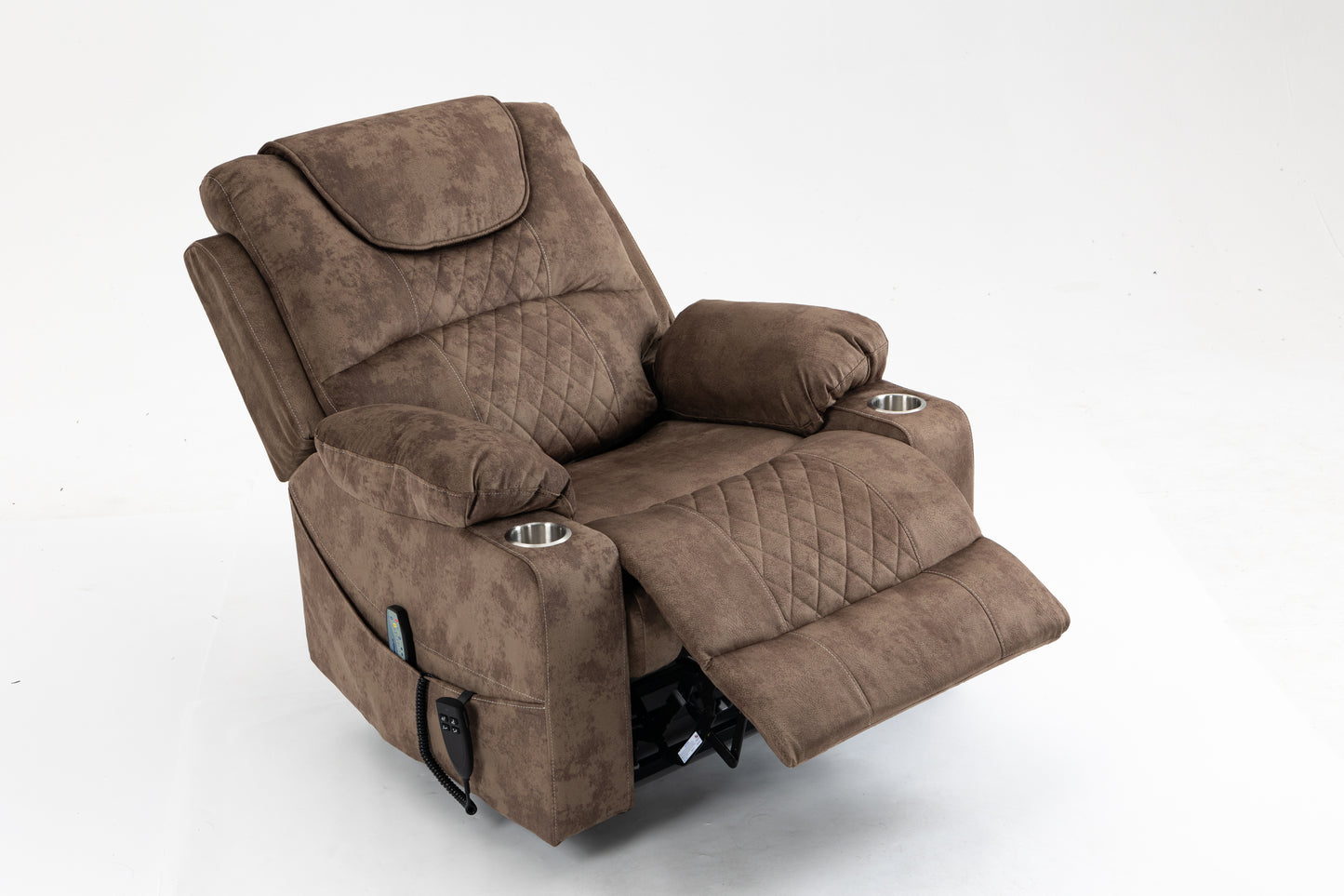 Morris Power Lift Velvet Recliner Motion Reclining Chair - Brown