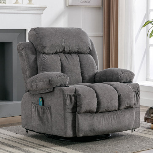 Vanbow Velvet Recliner Chair Massage Heating with USB - Gray