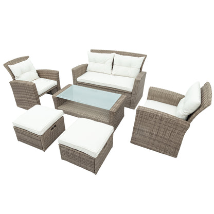 Liu 4 Pc Outdoor Patio Rattan Sectional Sofa Set - Beige