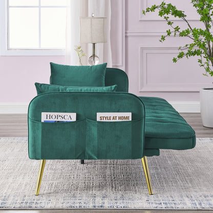 Mika Convertible Velvet Sofa Bed - Green