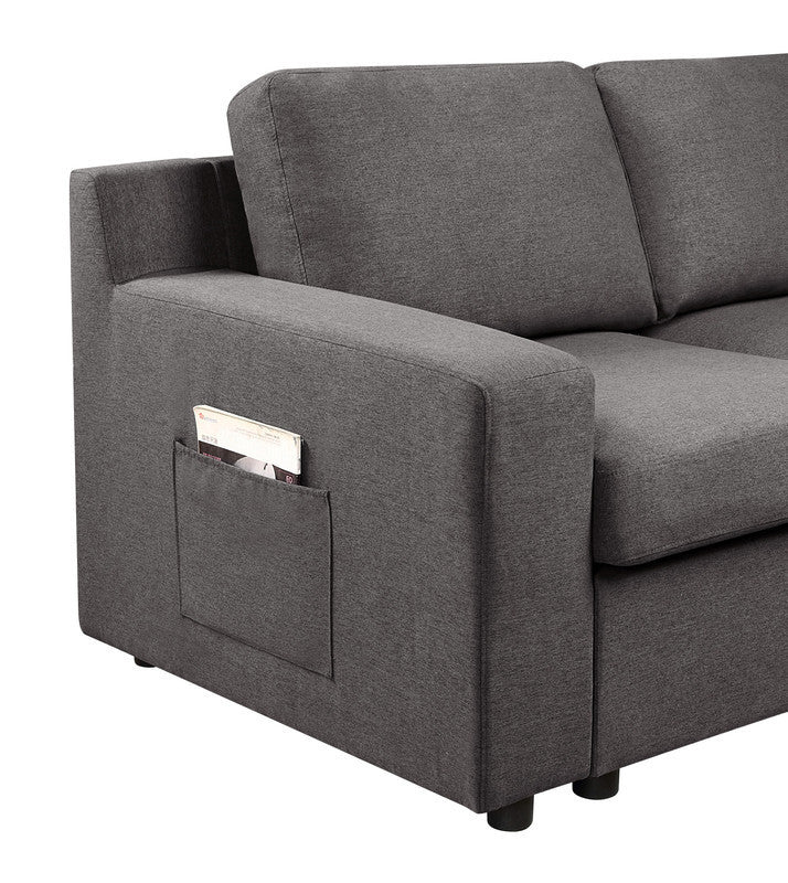 Waylon Linen 4-Seater Sectional Sofa Chaise - Gray