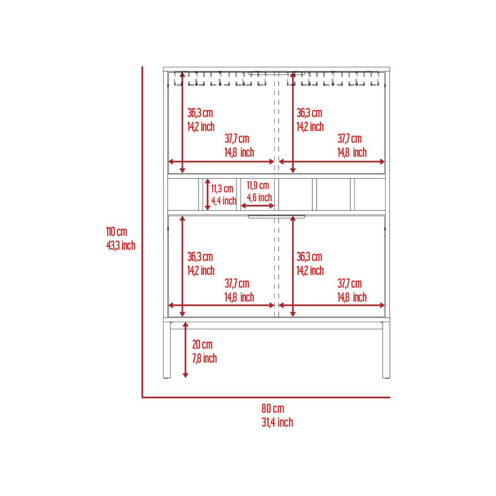 Staten Bar Cabinet - Light Gray