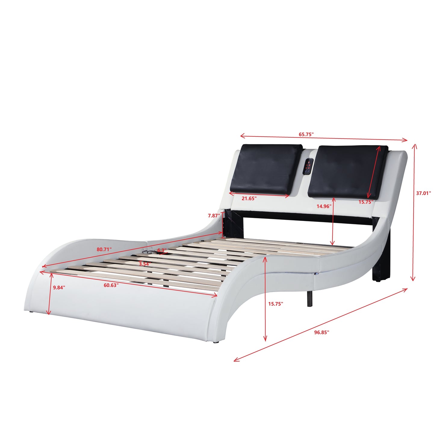 Sonic Control II Queen Size Platform Bed Frame - White