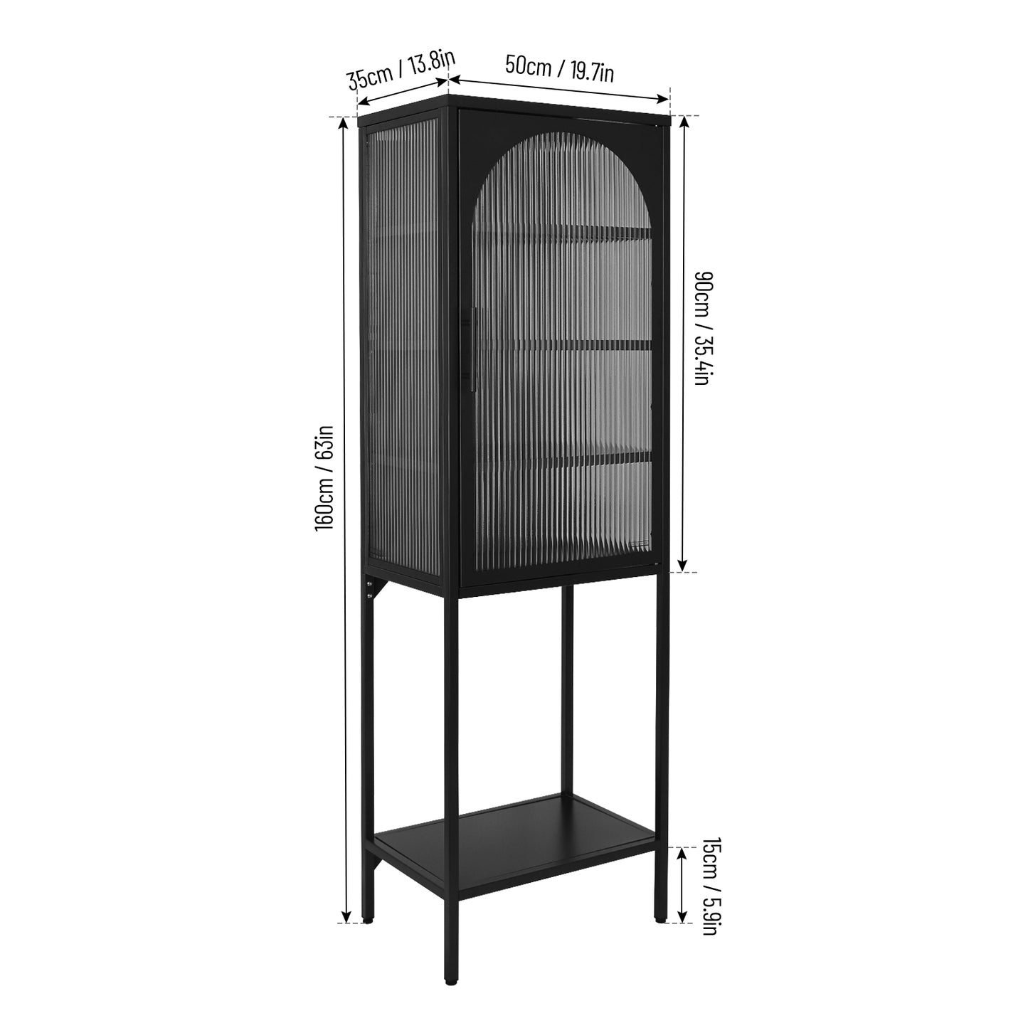 Tempered Glass High Cabinet - Black