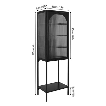 Tempered Glass High Cabinet - Black