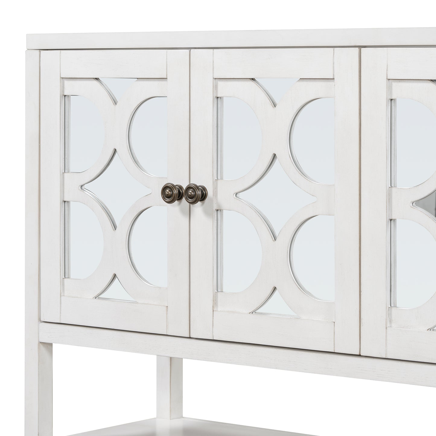 Stasia Sideboard Buffet with Mirrored Doors - Antique White