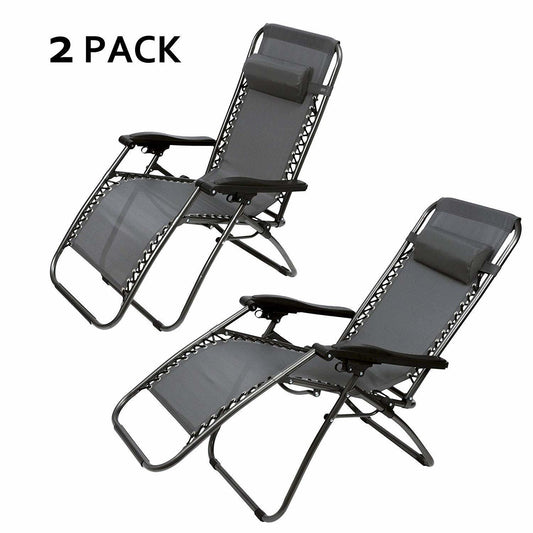 Kaye Outdoor Folding Patio Chairs (Set of 2) - Gray