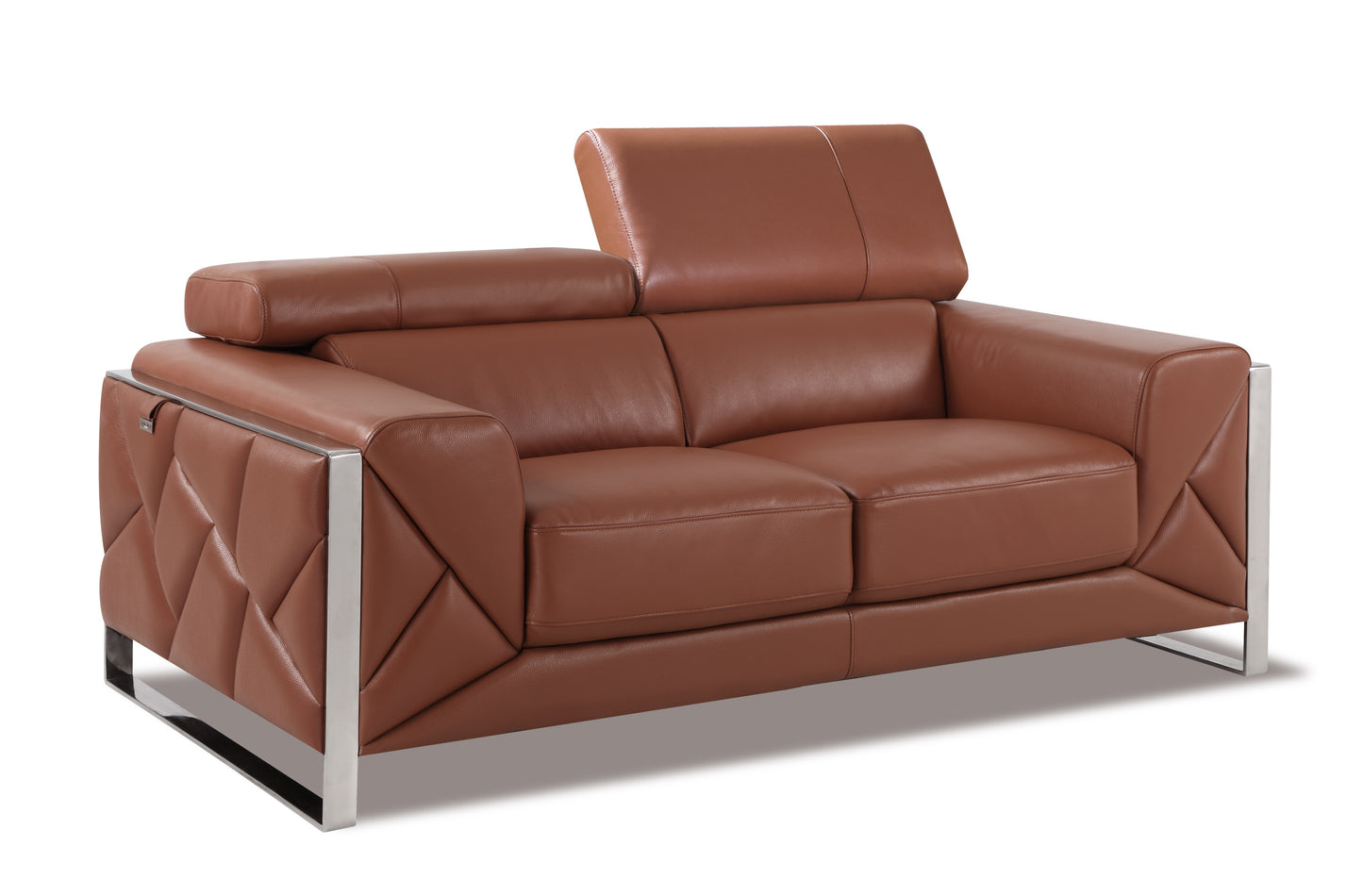 Tomos Top Grain Italian Leather Loveseat - Camel