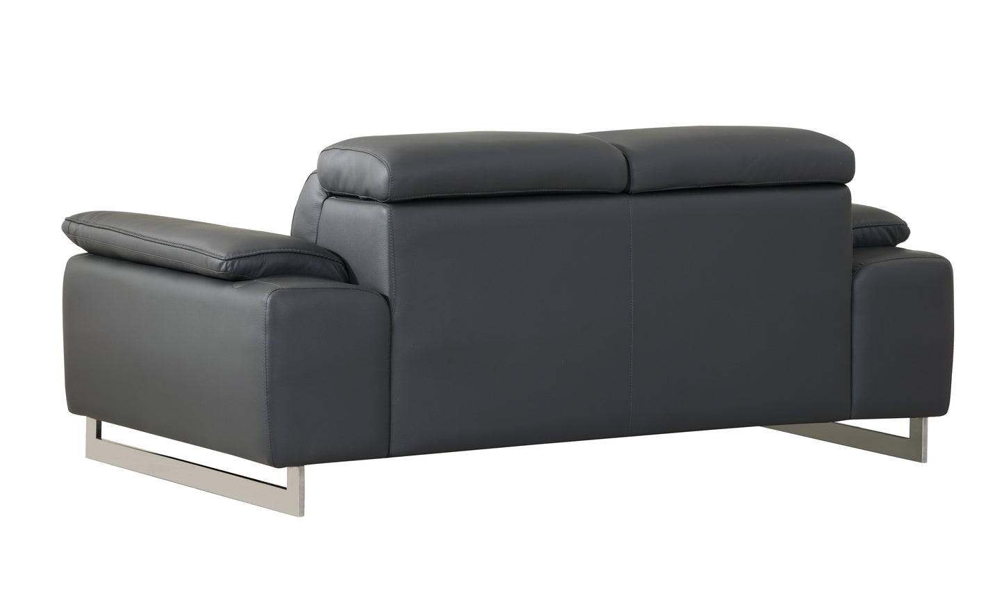 Travis Top Grain Italian Leather Loveseat - Dark Gray