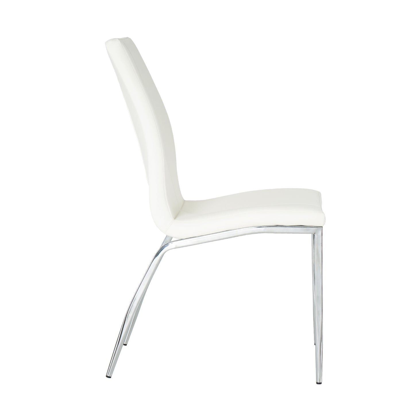 Shona Pu Dining Chairs with Chrome Metal Leg (Set of 4) - White