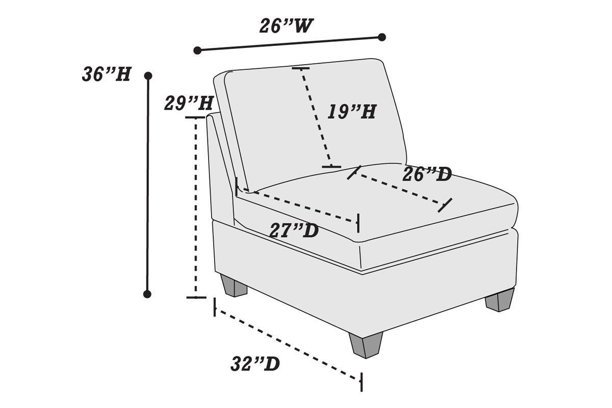 Ama Modular Sectional 6pc Set 3x Corner Wedge 2x Armless Chairs and 1x Ottoman - Gray