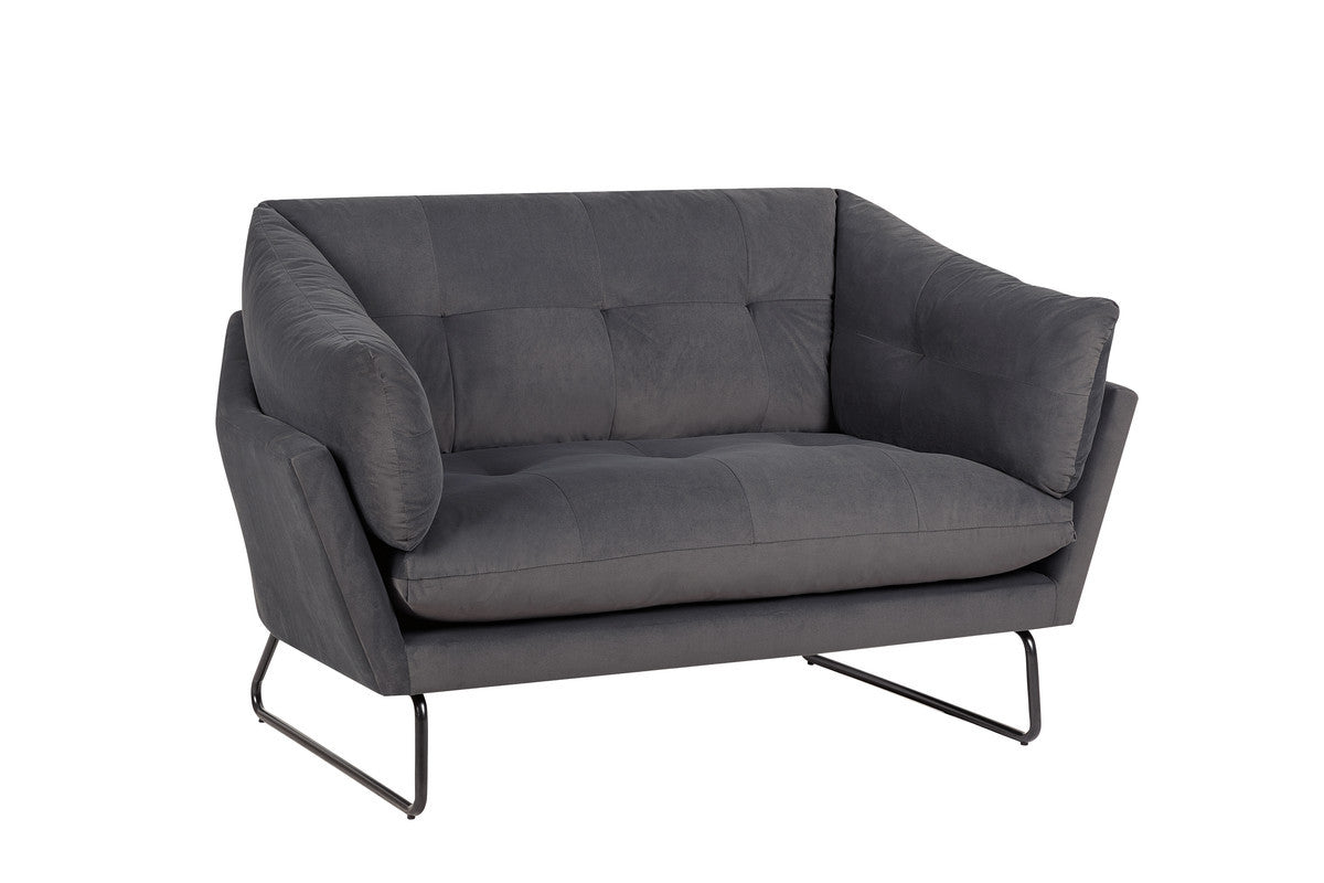 Karla Velvet Contemporary Loveseat - Dark Gray