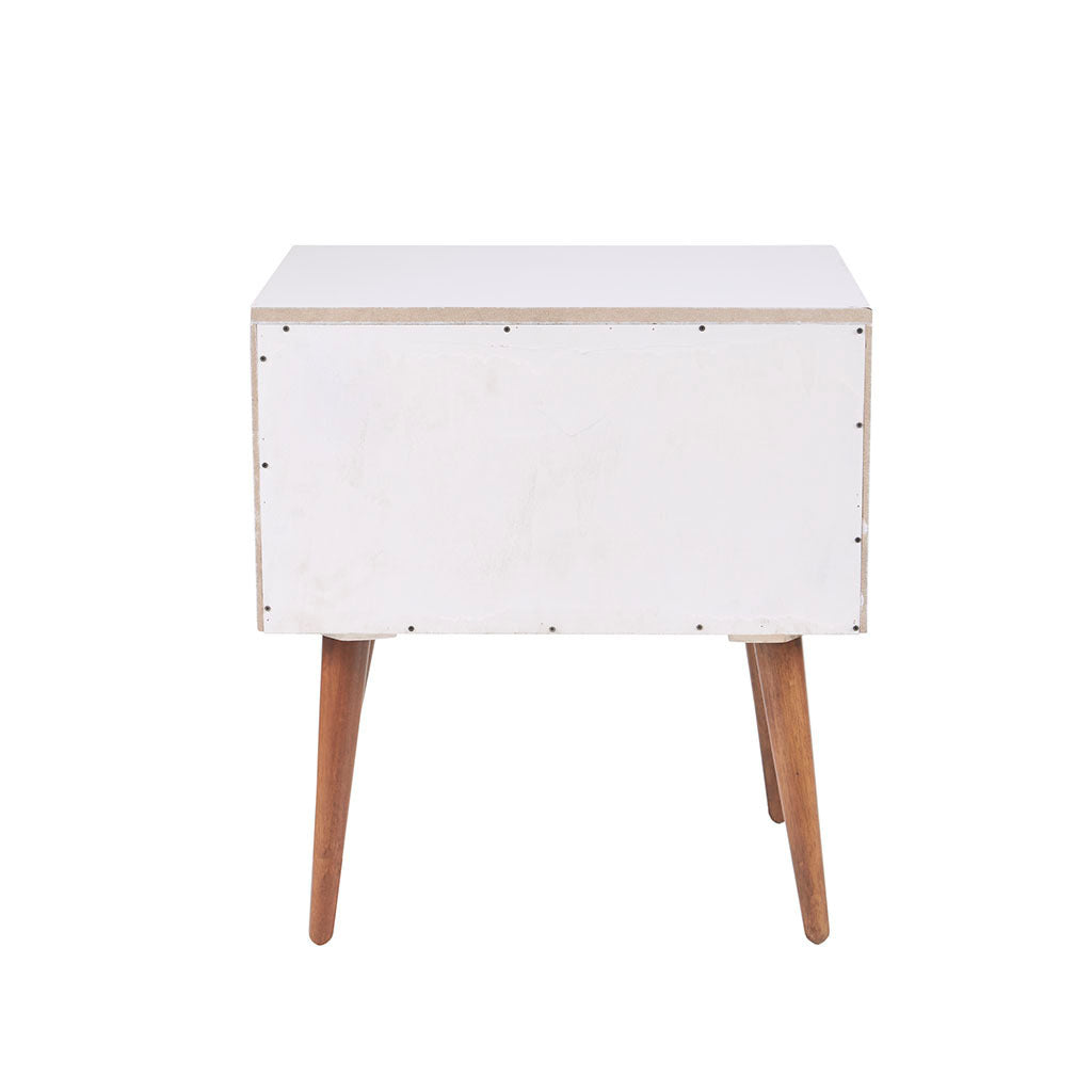 Ava Storage Nightstand - Off-White+Navy