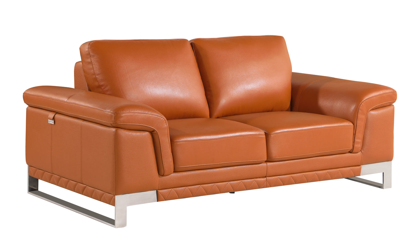 Jessi Top Grain Italian Leather Loveseat - Camel