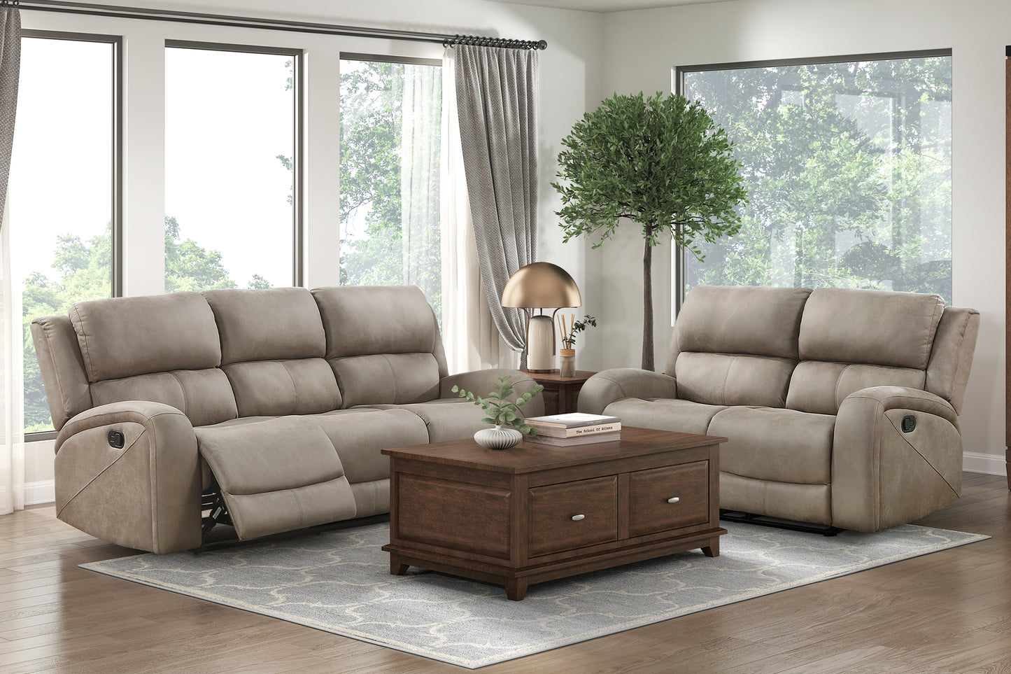 Hart Double Reclining Microfiber Loveseat - Brown