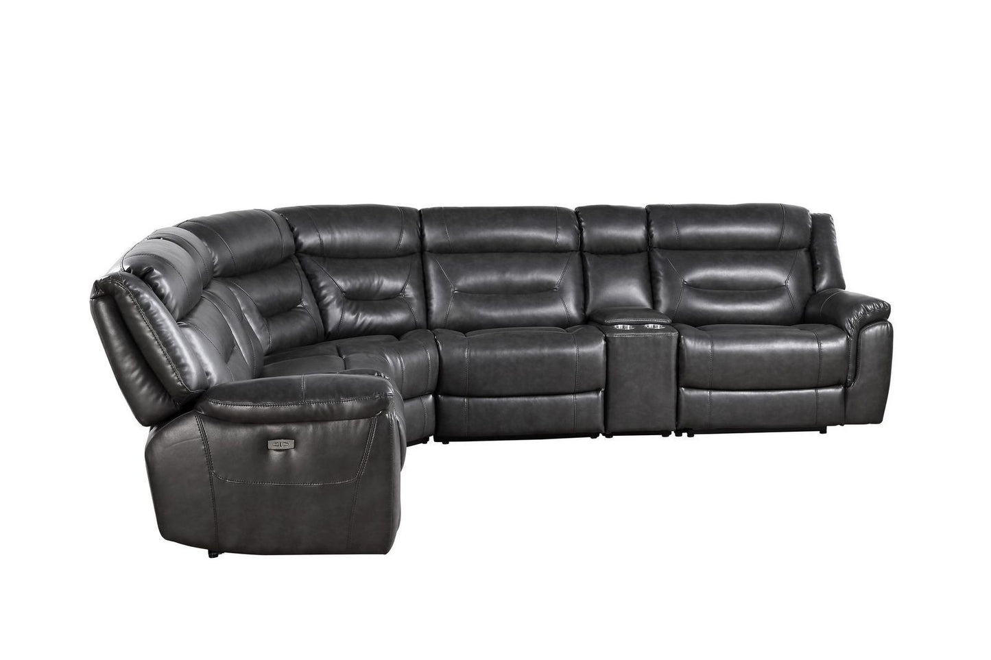 Imogen Leather-Aire Sectional Sofa (Power Motion) - Gray