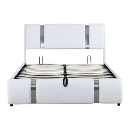 Quillon Full Size Storage Platform Bed w Hydraulic System - White