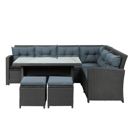 Miles 6 Pc Outdoor Patio Sectional Sofa Set - Black