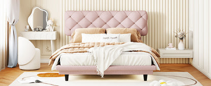 Joy Full Size Upholstered Bed with Light Stripe - Pink