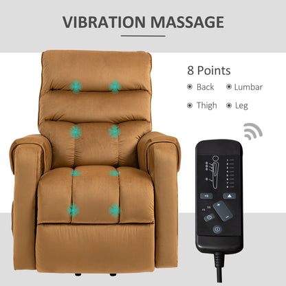 Rico Velvet Power Lift Recliner Chair with Vibration Massage - Brown