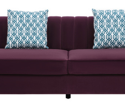 Maddie Velvet 6-Seater Sectional Sofa with Storage Ottoman - Purple