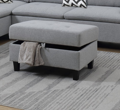 Lar Sectional Fabric Sofa w Ottoman - Gray