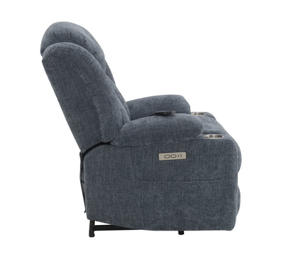 Omarion Velvet Power Recliner w/Lift, Heating & Massage - Blue