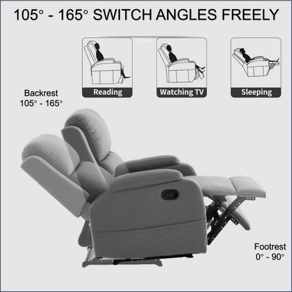 Davila Manual Reclining Sofa Chair with Footrest - Gray