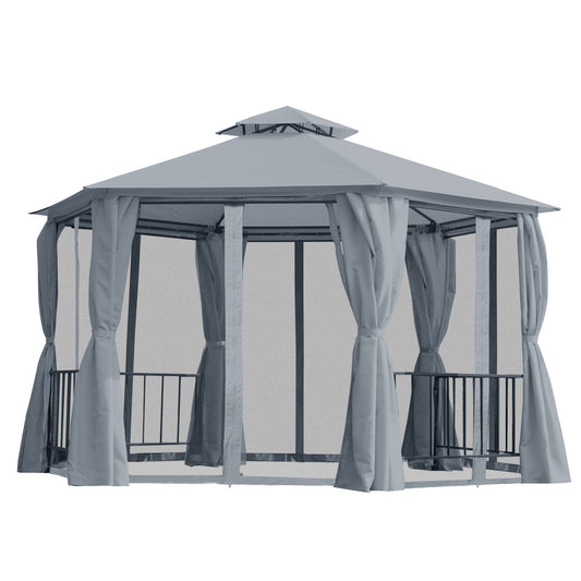 Berton 13 x 13 ft Hexagonal Gazebo Canopy Shelter - Gray