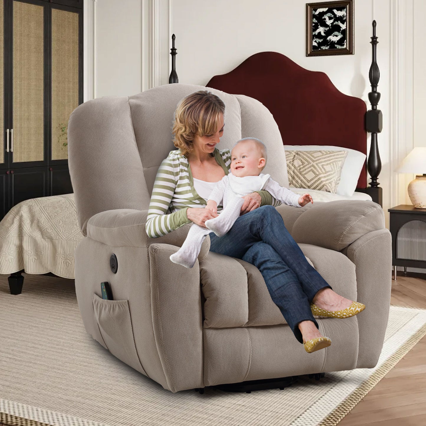 Minder Power Lift Recliner Chair Recliners - Beige