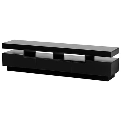 Seco High Gloss TV Stand Entertainment Center - Black