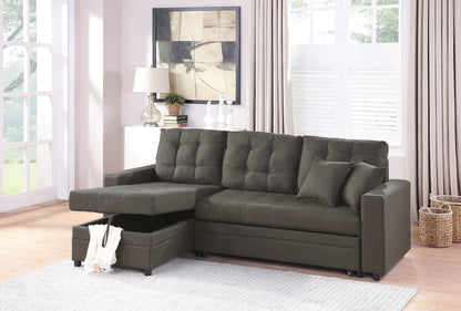 Amir Convertible Sectional Pull Out Bed Sofa Chaise Reversible Storage Chaise  - Black