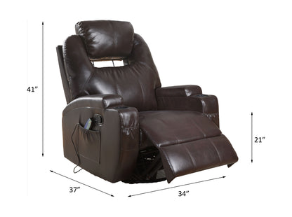 Rocker PU Recliner - Brown