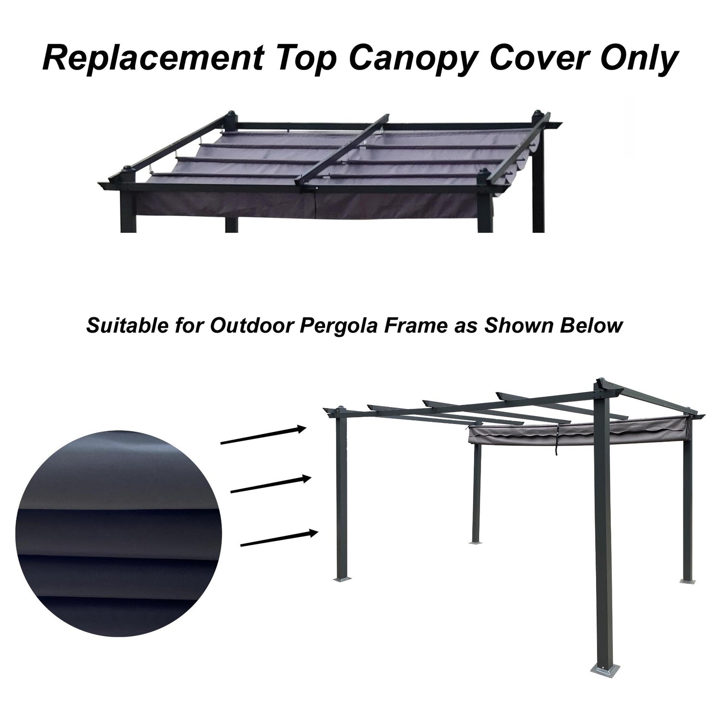 Oscar 13 x 10 ft Replacement Canopy Top Cover Fabric - Gray