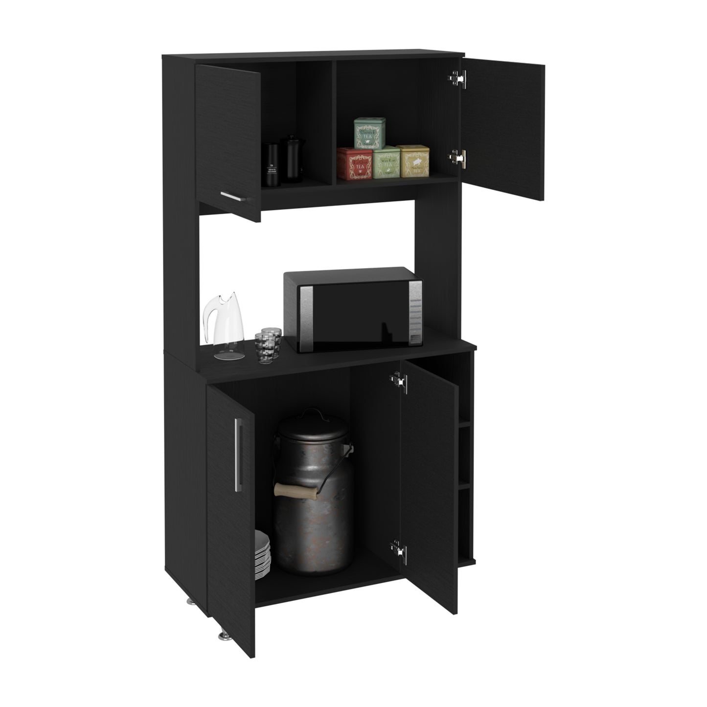 Alva Double Door Kitchen Cabinet - Black