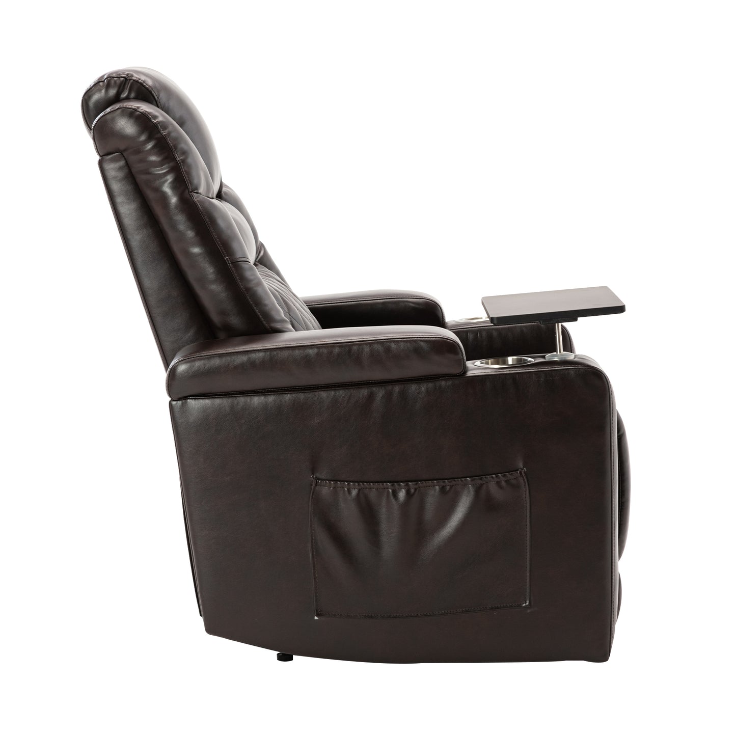 Nap Station Motion Recliner with 360° Swivel Tray Table  - Brown