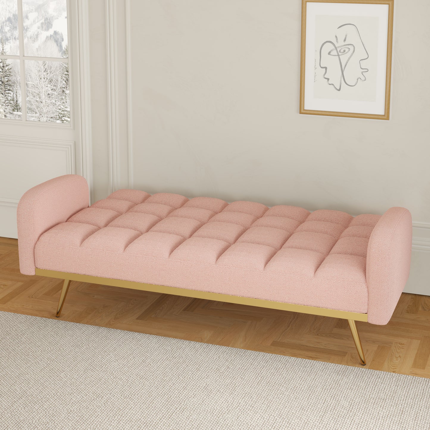 Sonic Convertible Sofa Bed- Pink