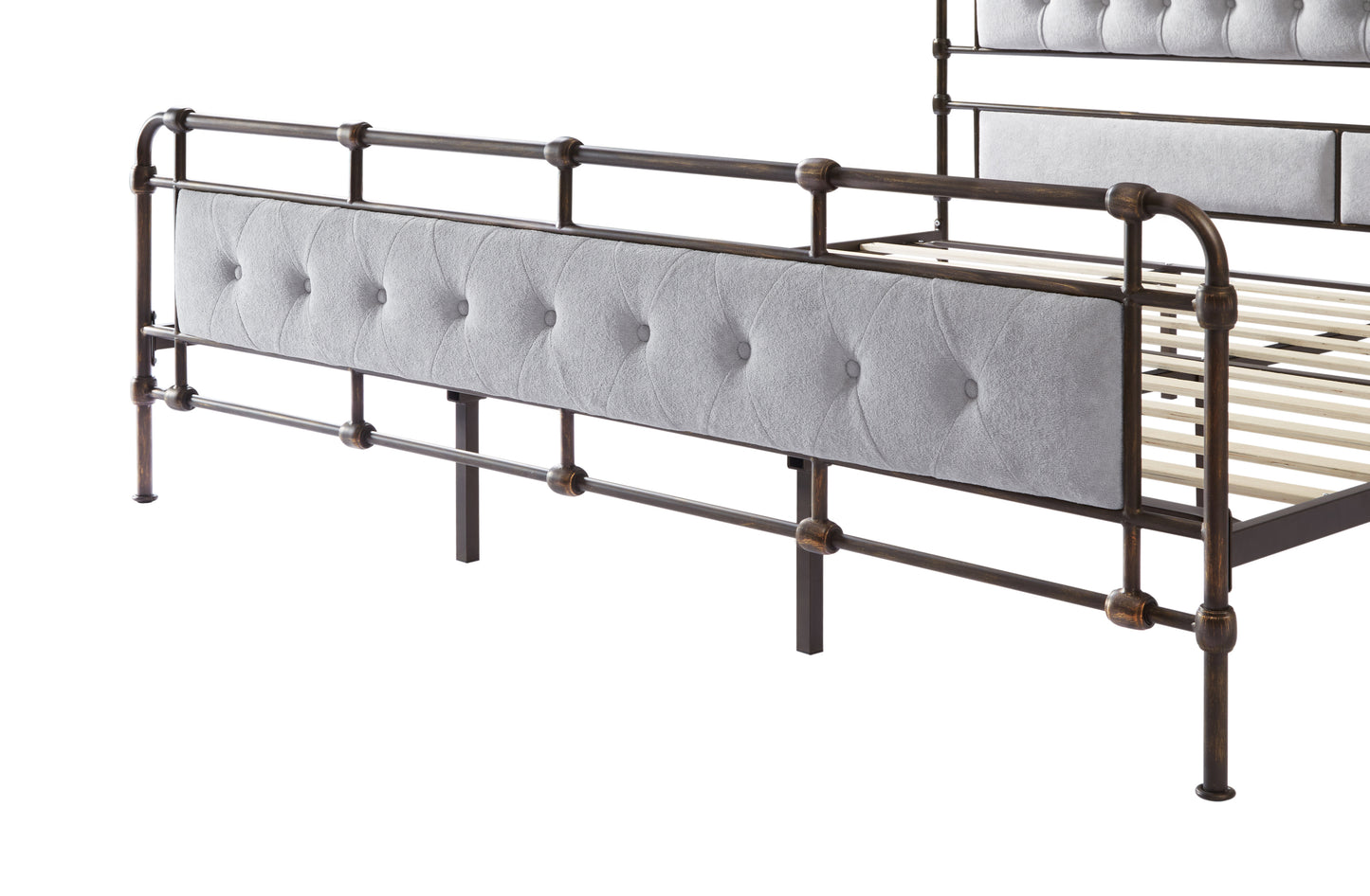 King size High Boad Metal Bed Frame - Gray